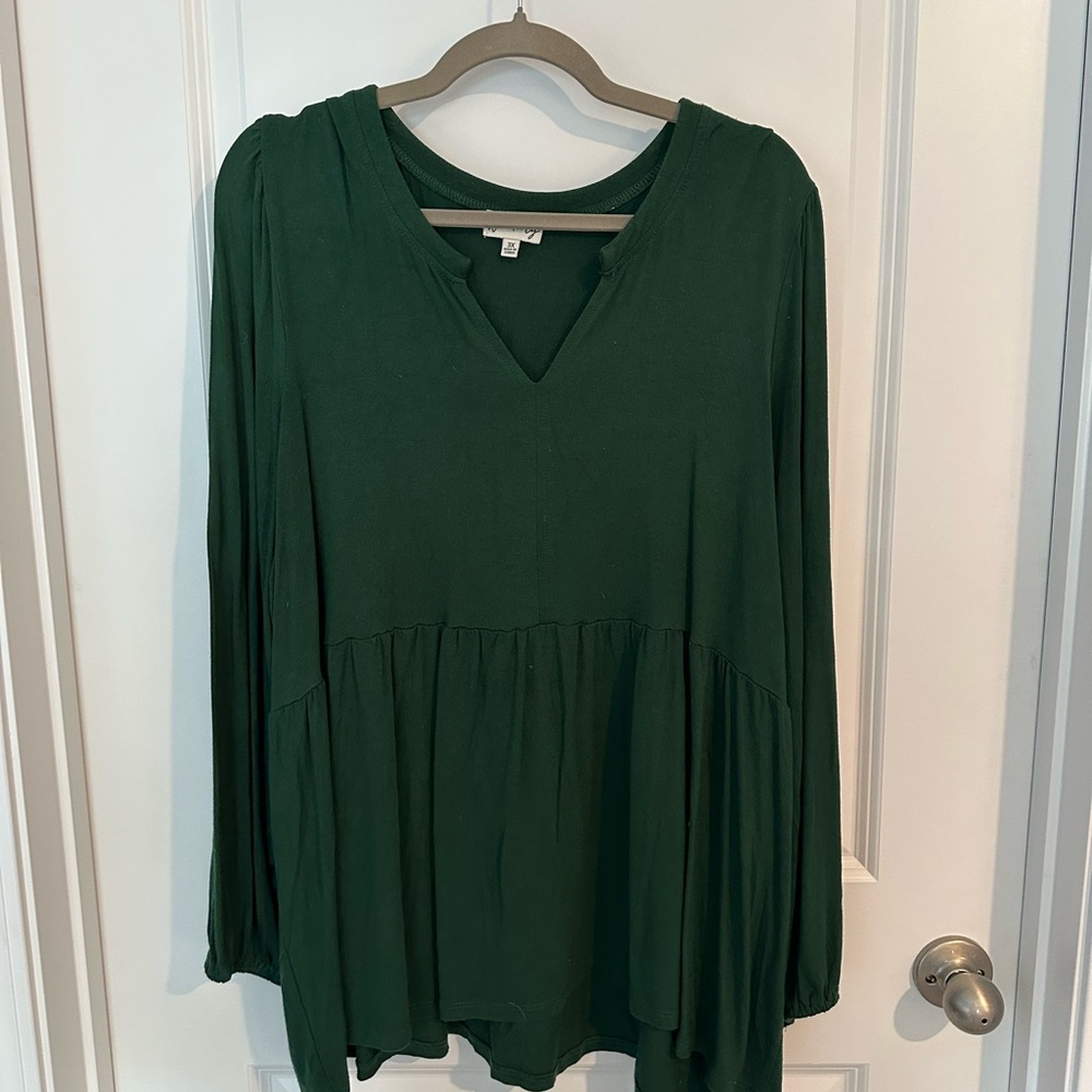 Wonderly Green Tiered Tunic with Relaxed Fit